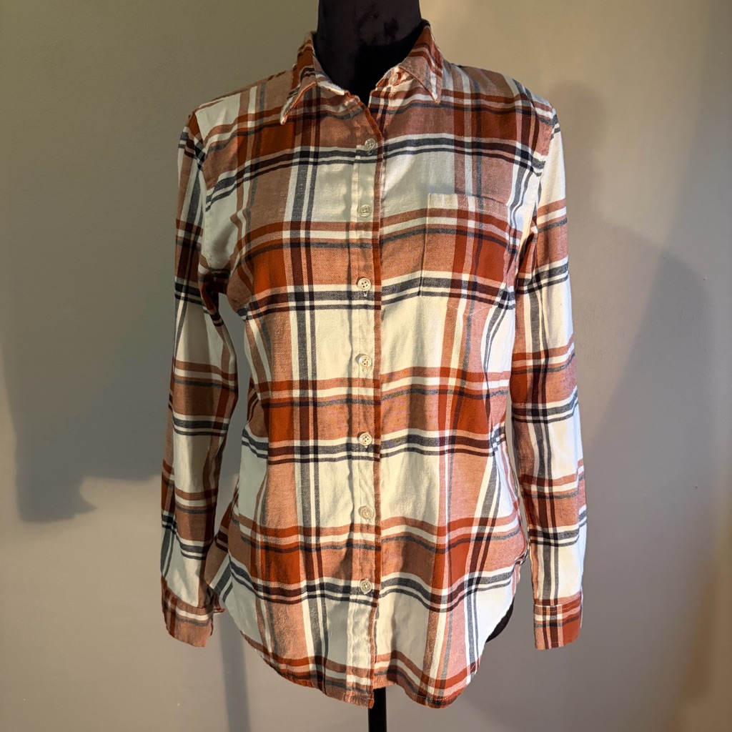 Weatherproof Vintage Cotton Mix Button-Down Flannel Shirt Women’s Size Medium